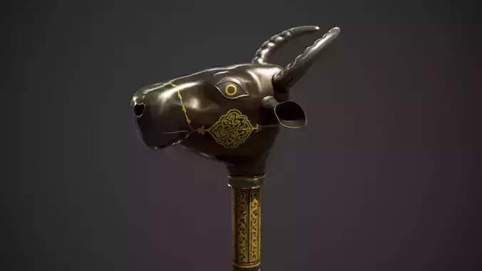 Ox-Headed Iranian Mace Low-poly 3D model
