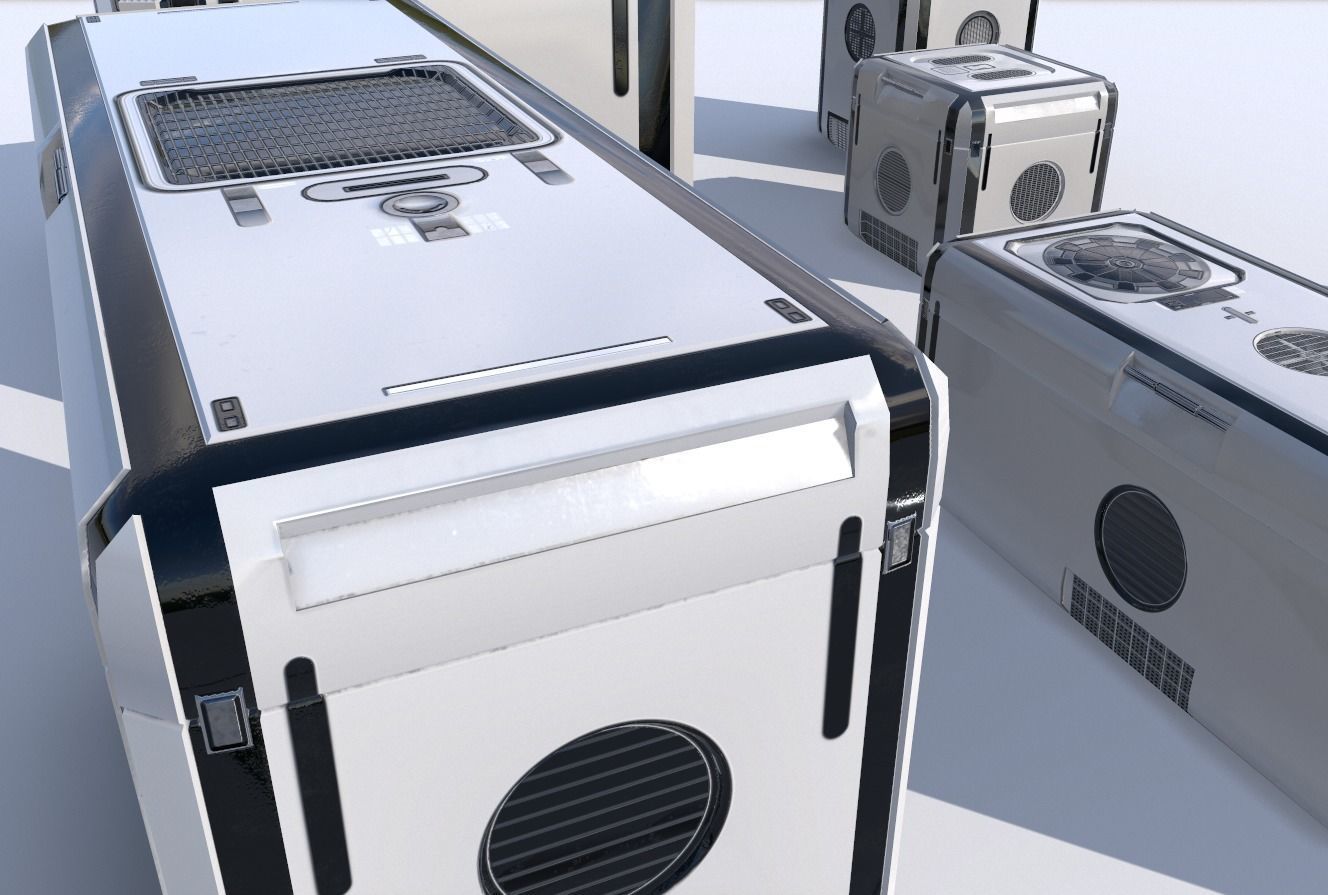 Sci Fi white cargo crates Low-poly 3D model_5
