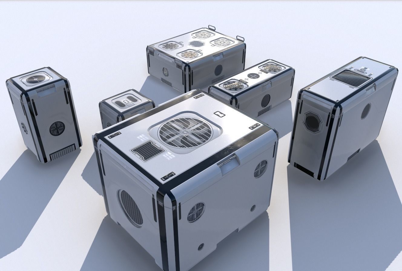 Sci Fi white cargo crates Low-poly 3D model_4