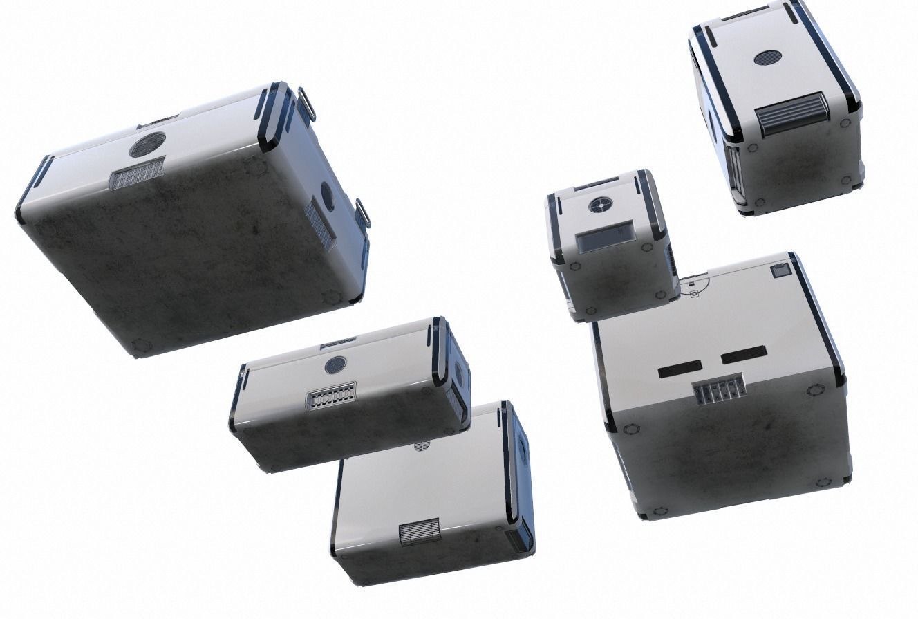 Sci Fi white cargo crates Low-poly 3D model_7