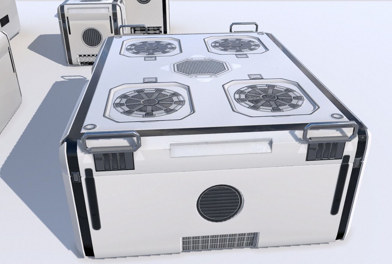Sci Fi white cargo crates Low-poly 3D model_6
