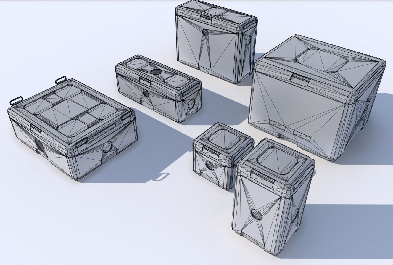 Sci Fi grey cargo crates Low-poly 3D model_9
