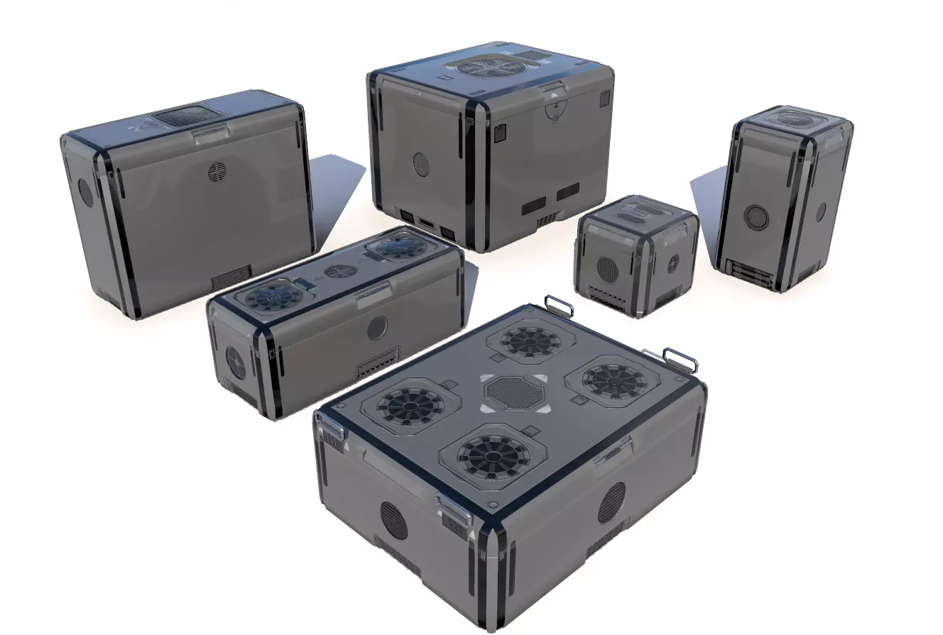 Sci Fi grey cargo crates Low-poly 3D model_0