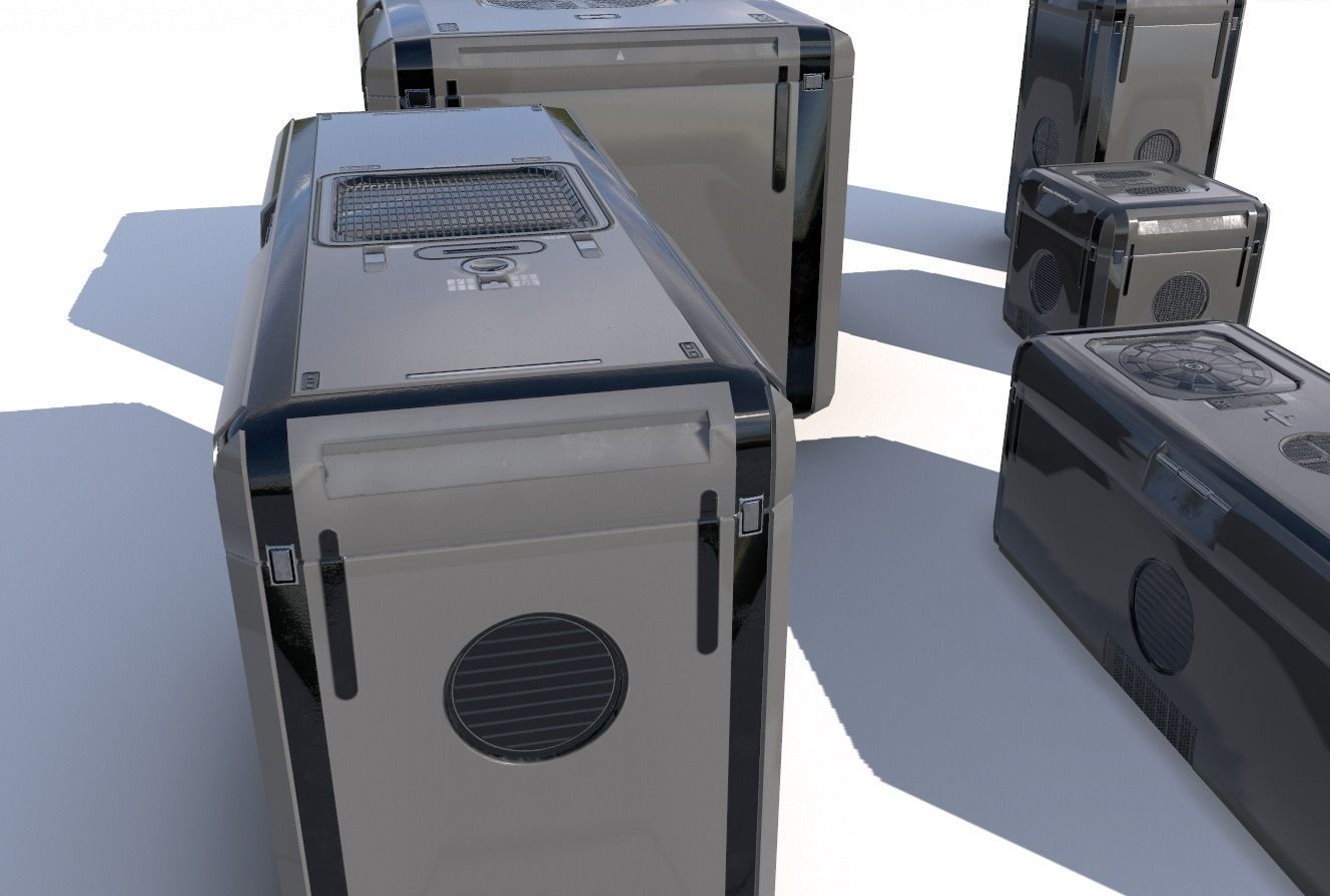 Sci Fi grey cargo crates Low-poly 3D model_5