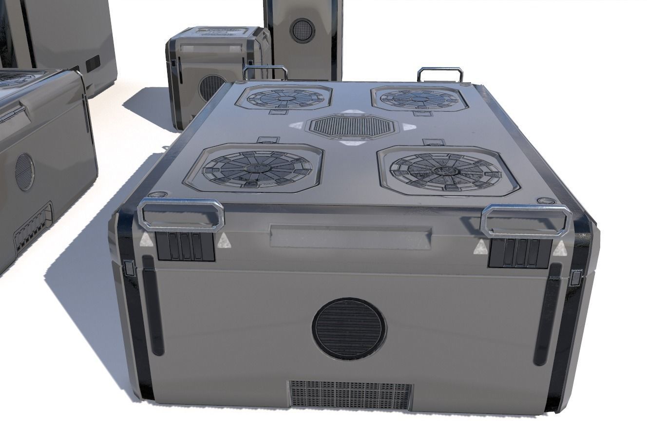 Sci Fi grey cargo crates Low-poly 3D model_4
