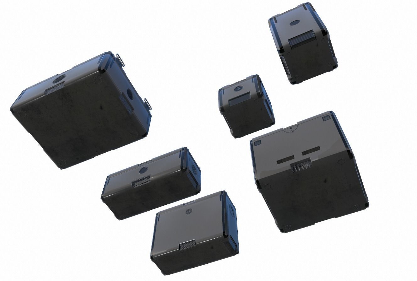 Sci Fi grey cargo crates Low-poly 3D model_6