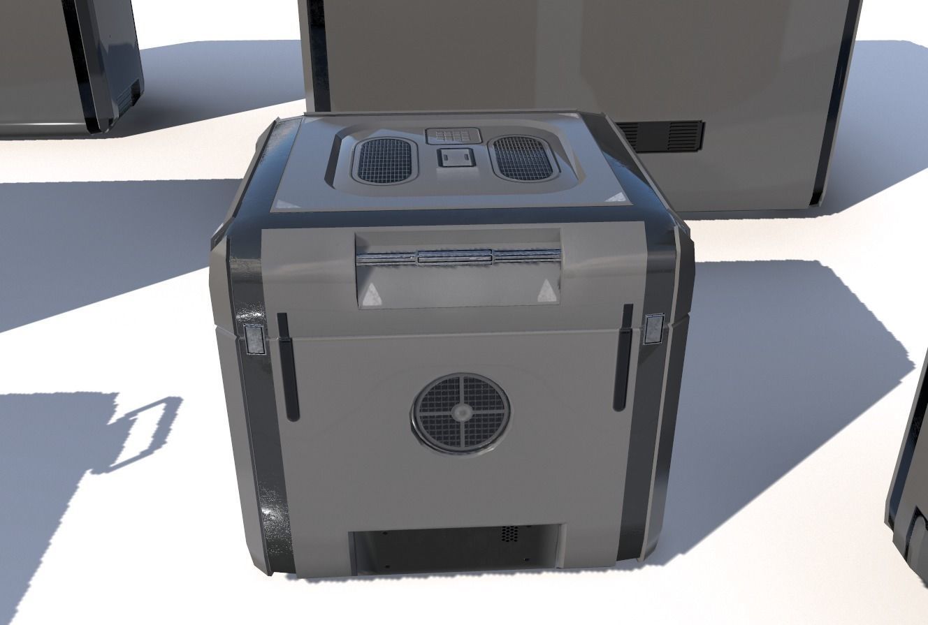 Sci Fi grey cargo crates Low-poly 3D model_7