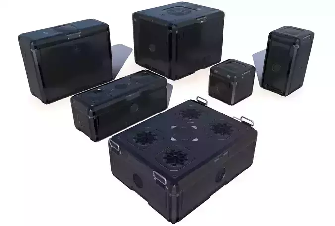 Sci Fi black cargo crates