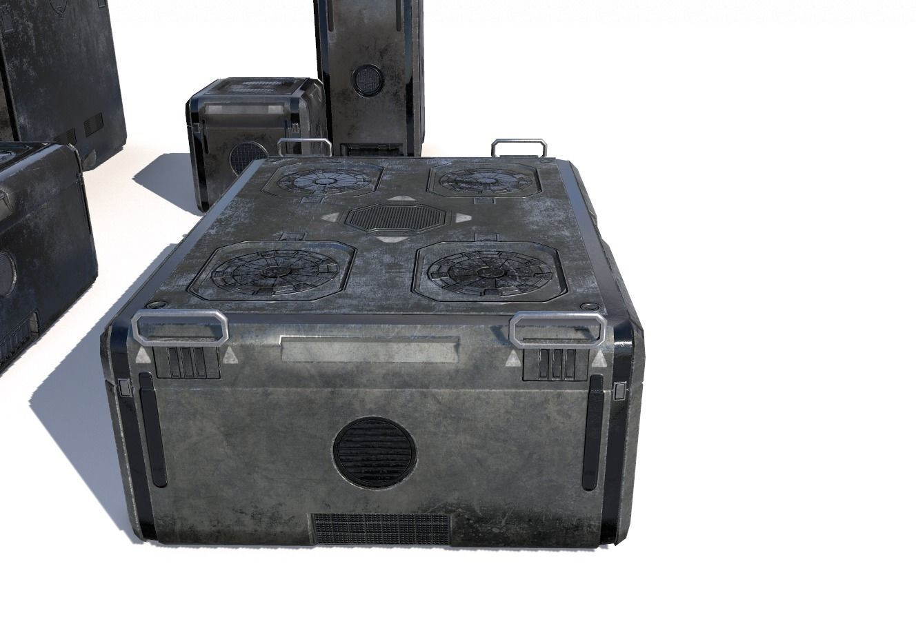 Sci Fi old grey cargo crates Low-poly 3D model_5