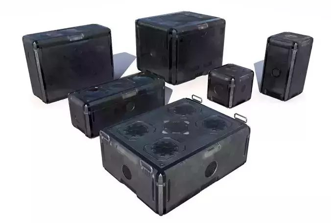 Sci Fi old grey cargo crates