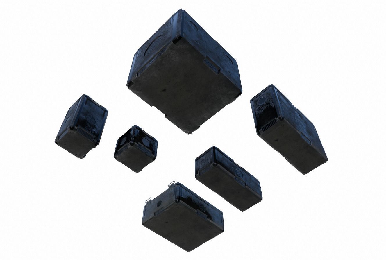 Sci Fi old grey cargo crates Low-poly 3D model_7