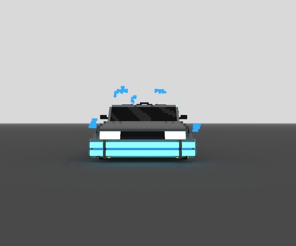 3d voxel delorean back to the future Low-poly 3D model_4