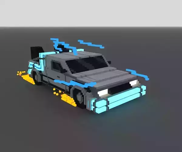3d voxel delorean back to the future Low-poly 3D model