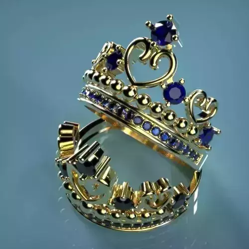 Crown ring Silver Gold  Print