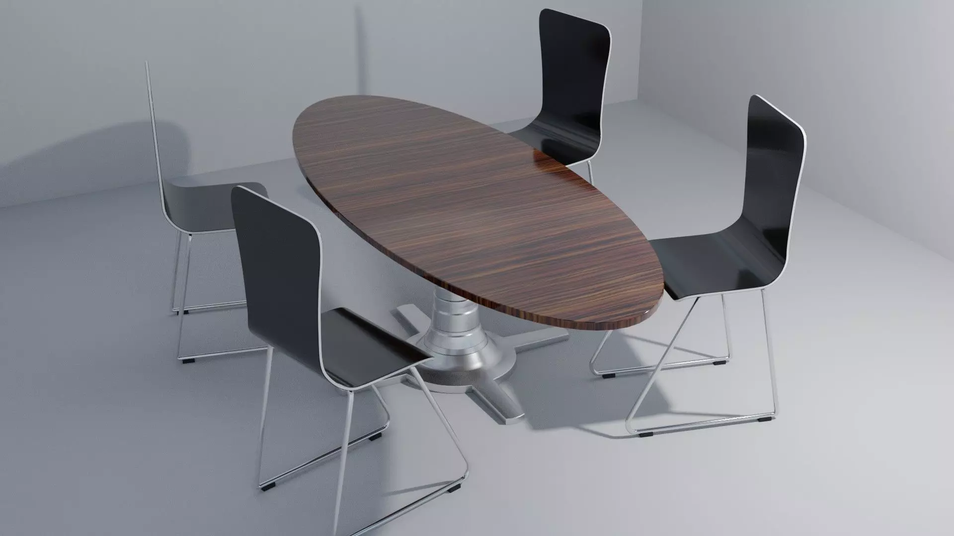 chair with table 3D model_0