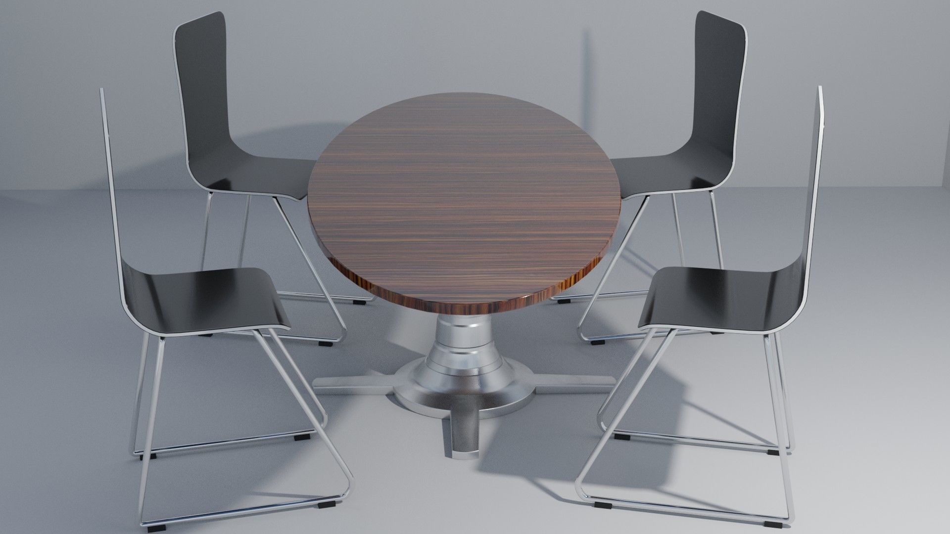 chair with table 3D model_2