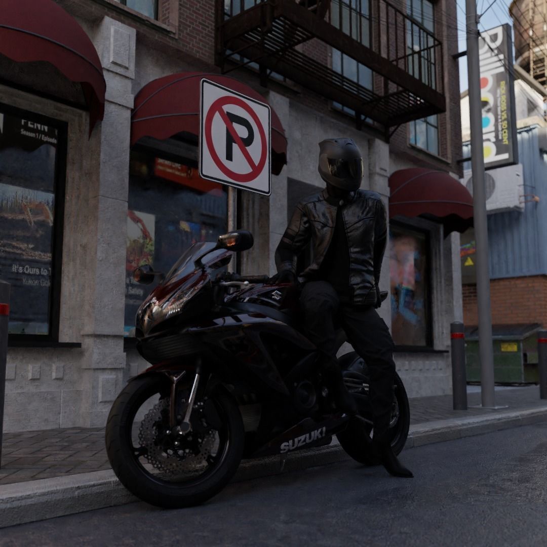 suzuki gsx 750 Bike Free 3D model_4