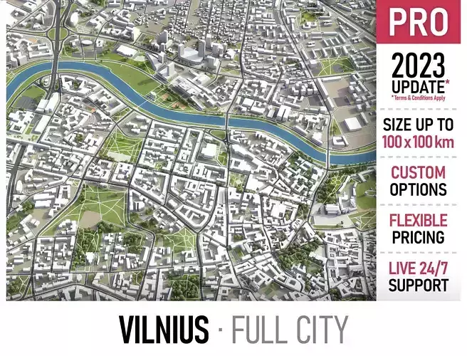 Vilnius - 3D City Model Low-poly 3D model