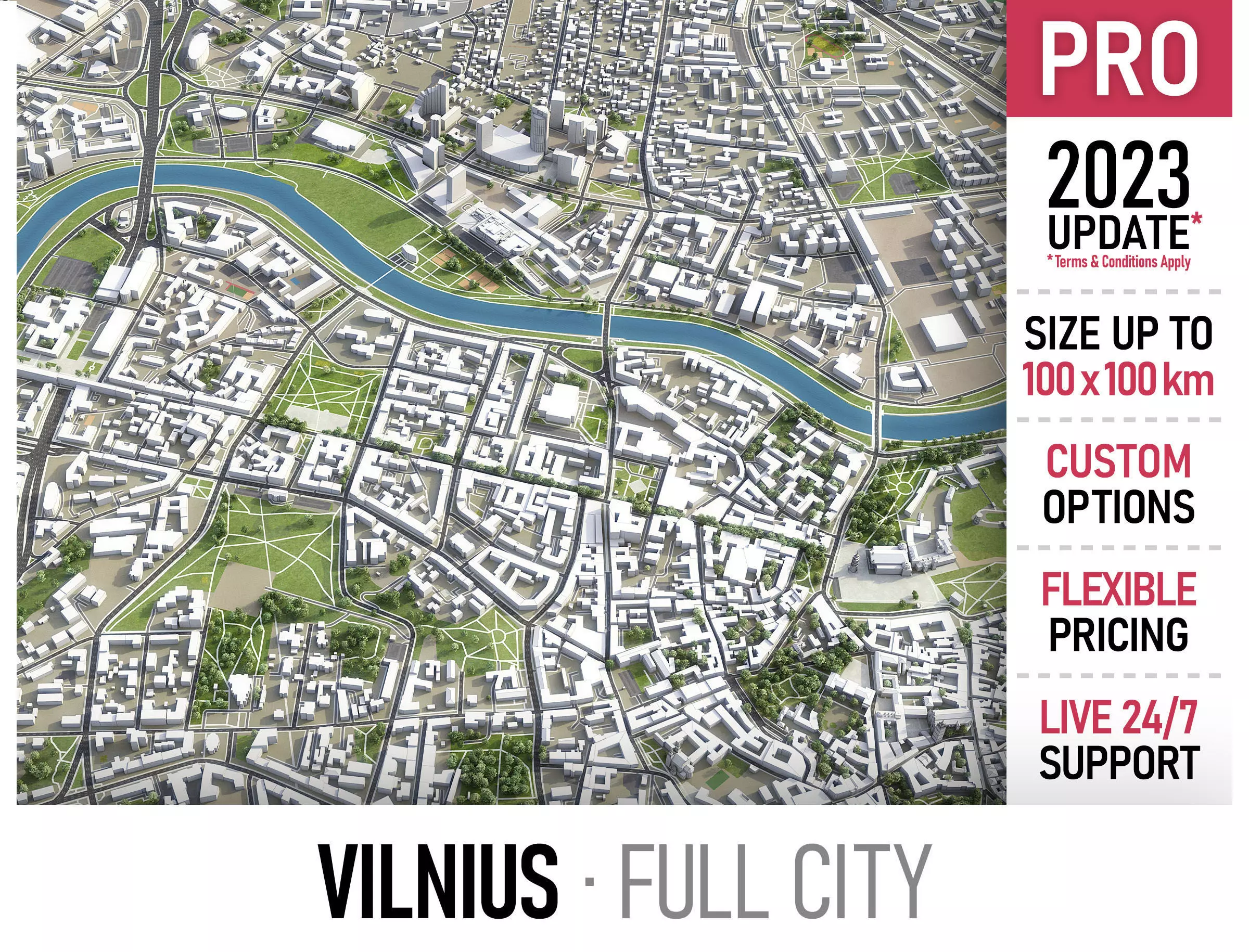 Vilnius - 3D City Model Low-poly 3D model_0