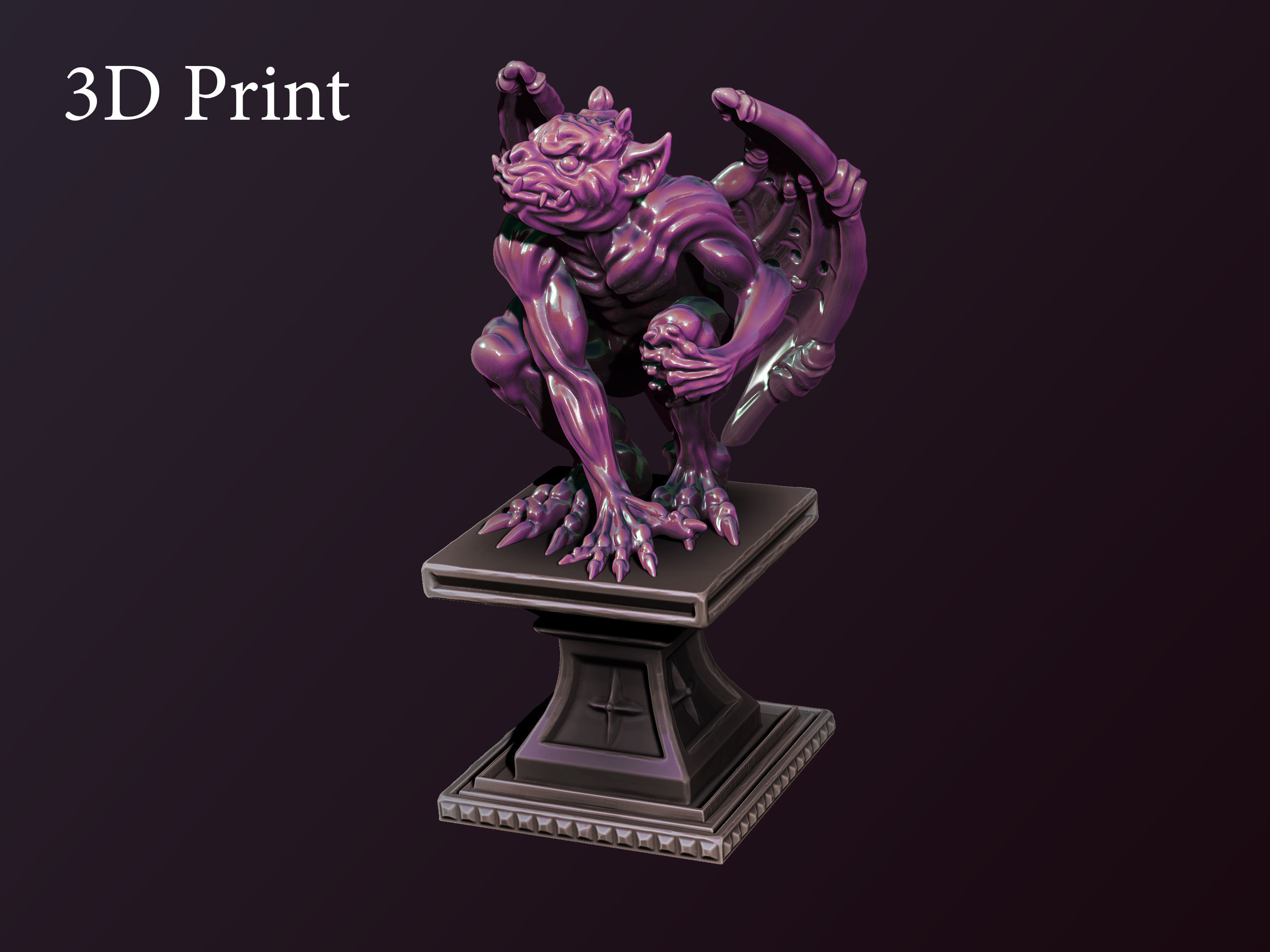 Gargoyle 3d print plastic statue of demon 3D print model_7