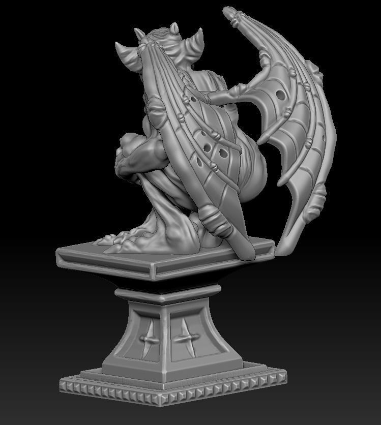 Gargoyle 3d print plastic statue of demon 3D print model_11