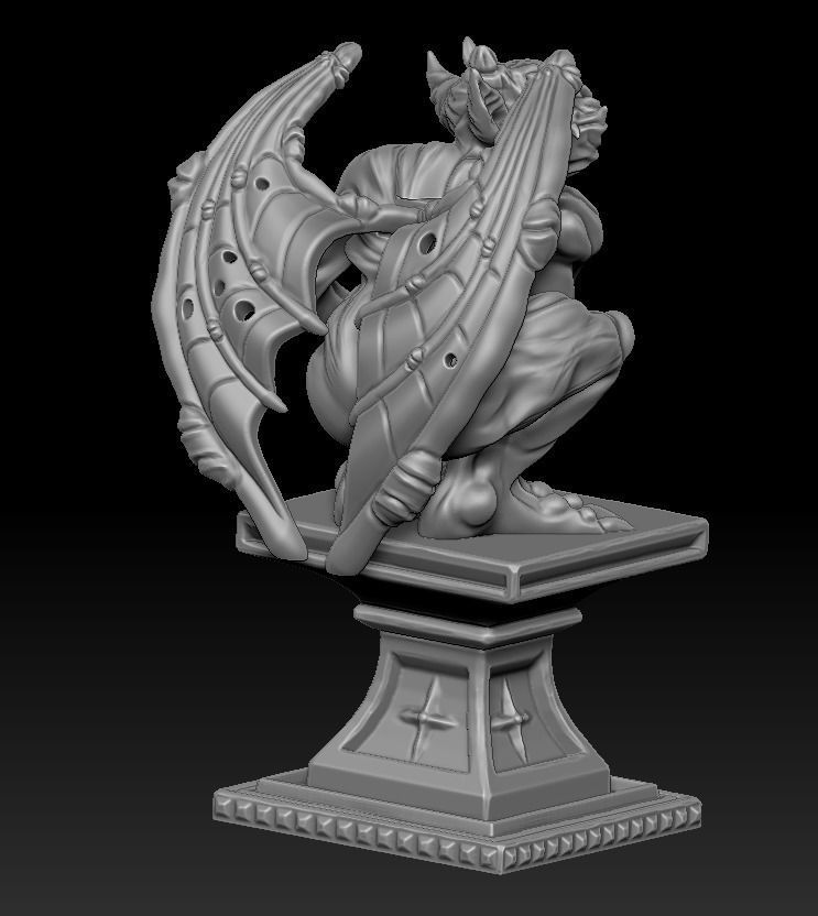 Gargoyle 3d print plastic statue of demon 3D print model_10