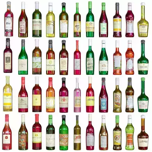 WineBottle many bottles of wine on wall 3D model