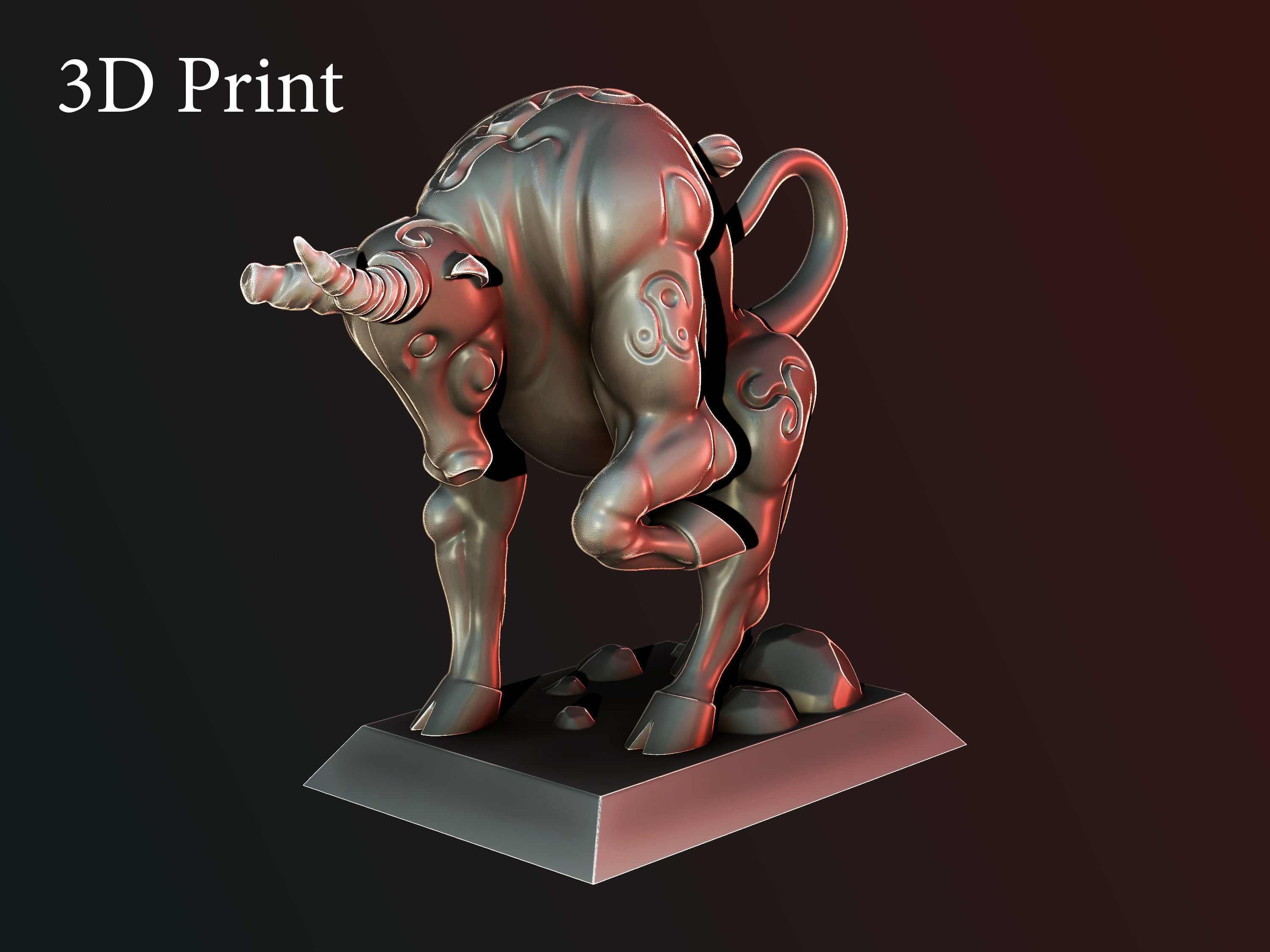 bull statue 3d print Free 3D print model_8