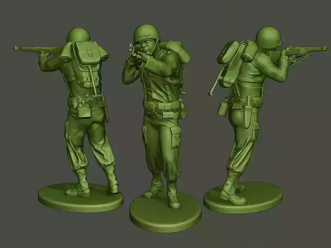 American soldier ww2 shooting A5 3D print model