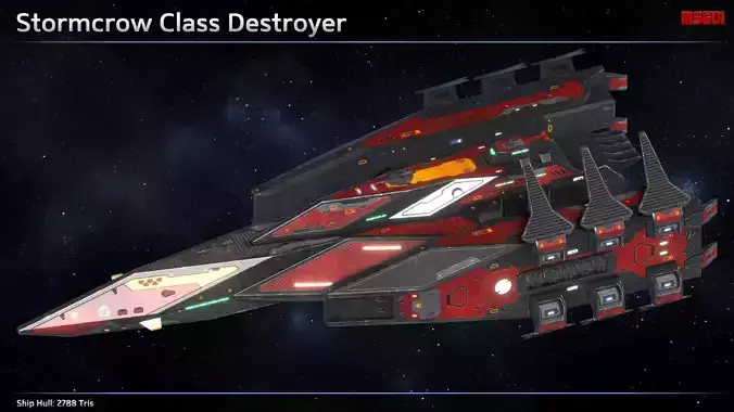 Spaceship Destroyer Stormcrow Low-poly 3D model