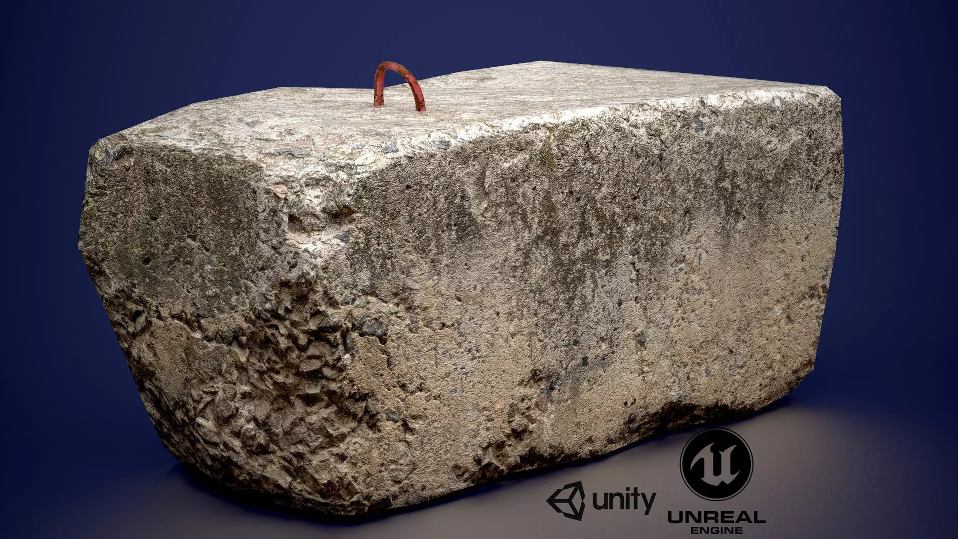 Concrete slab Low-poly 3D model_0