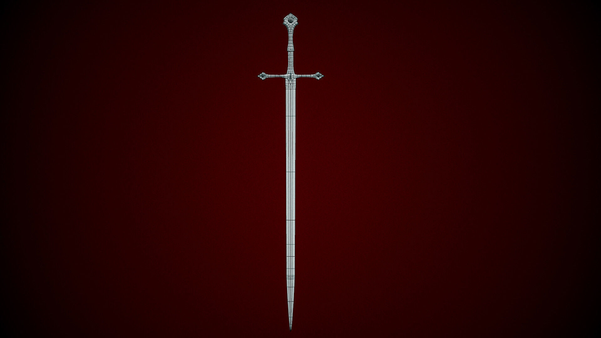 Long sword Low-poly 3D model_11