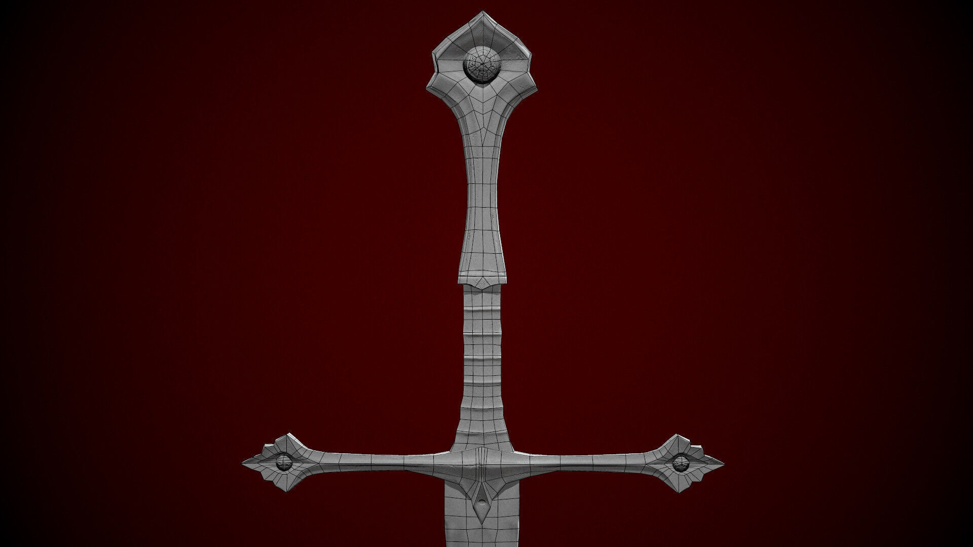 Long sword Low-poly 3D model_12