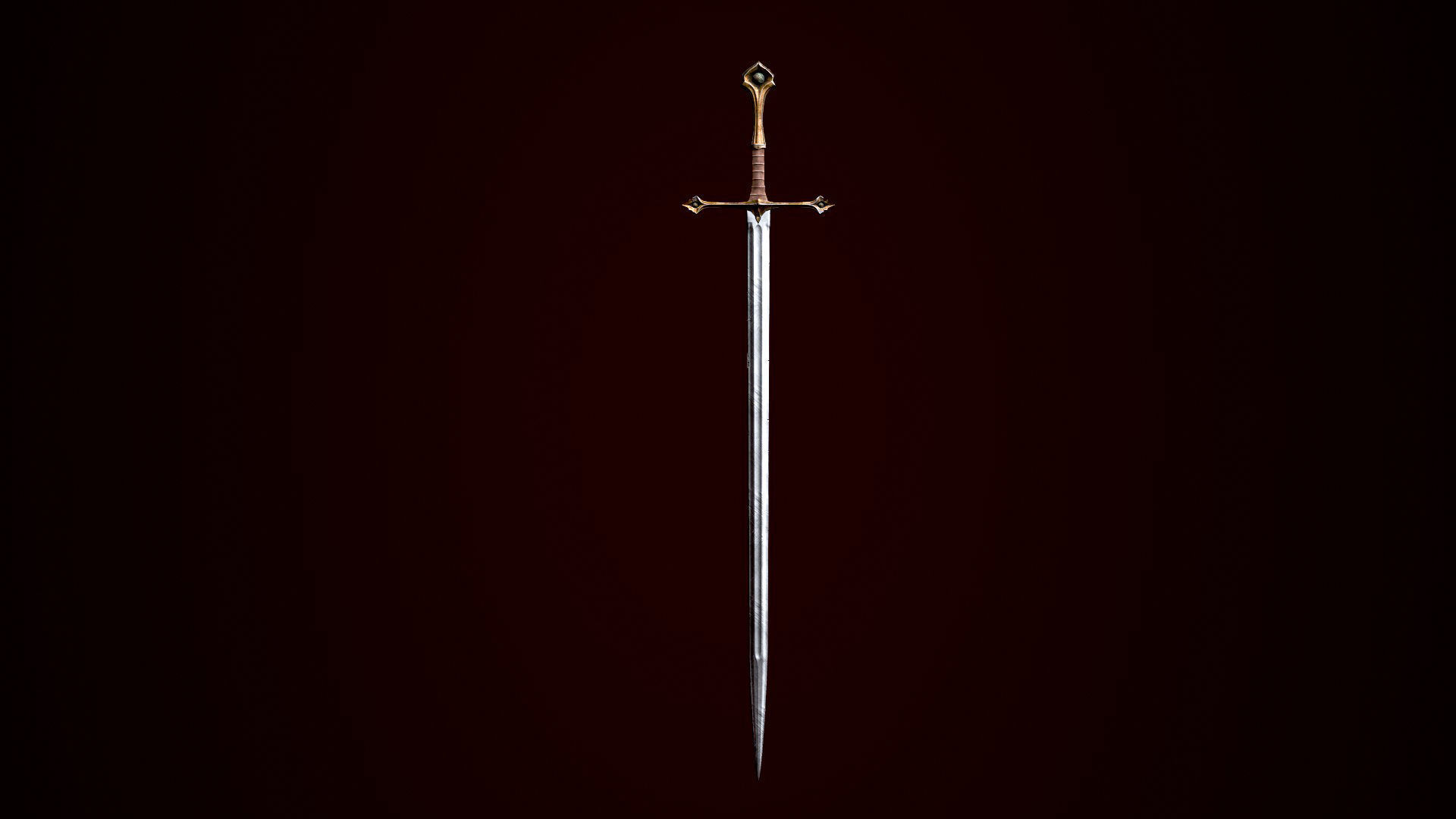 Long sword Low-poly 3D model_3