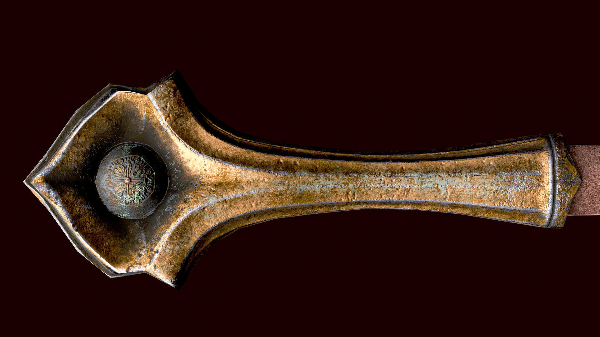 Long sword Low-poly 3D model_6