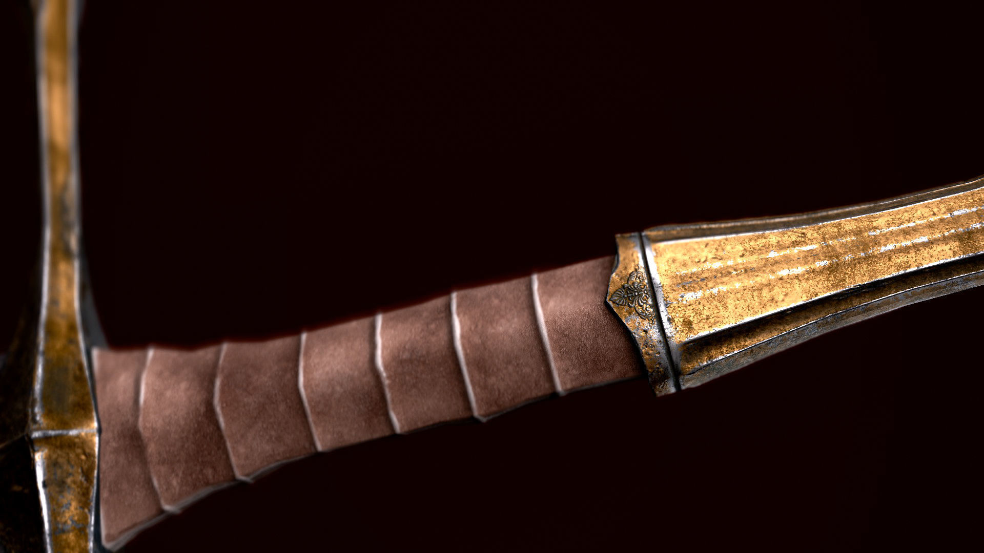 Long sword Low-poly 3D model_2