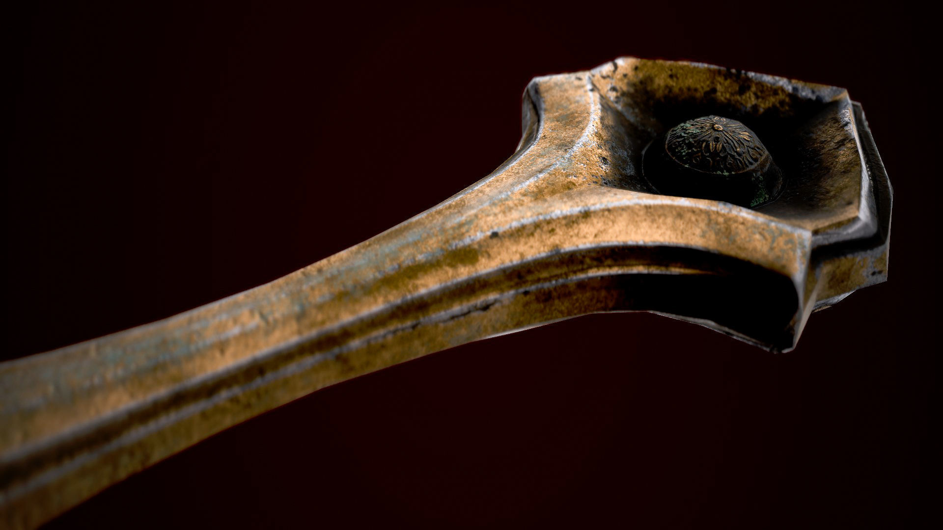 Long sword Low-poly 3D model_7