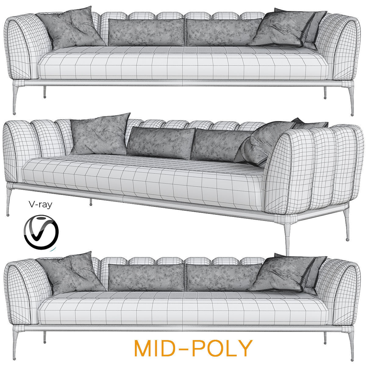 Sofas Collection 10 Pieces 3d model Low-poly 3D model_11