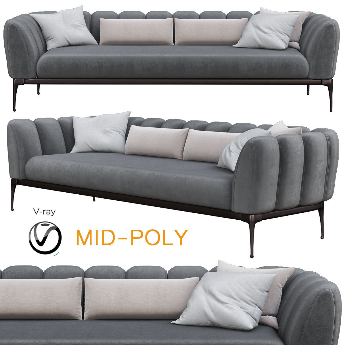 Sofas Collection 10 Pieces 3d model Low-poly 3D model_10