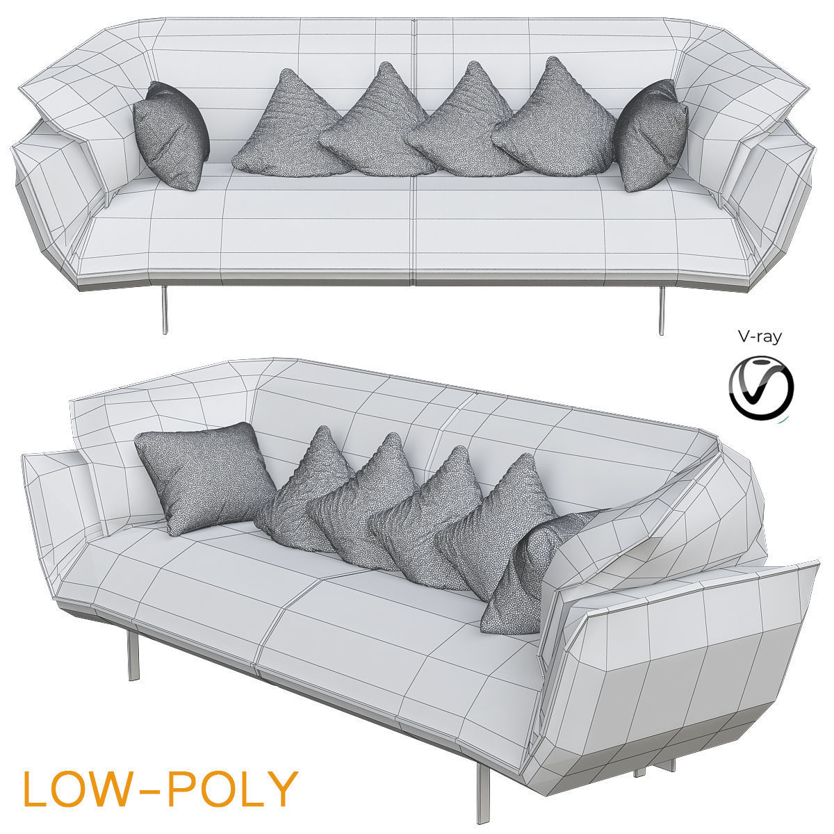 Sofas Collection 10 Pieces 3d model Low-poly 3D model_5