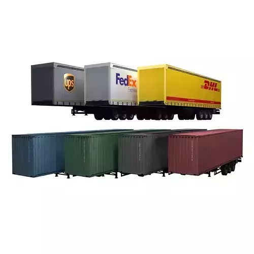 Semi trailers set Low-poly 3D model