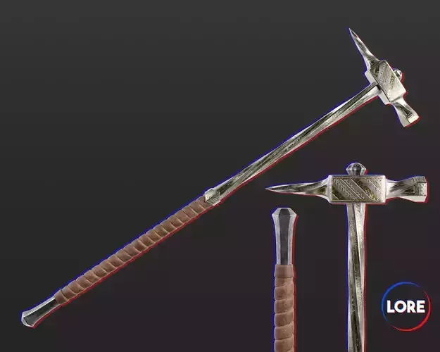 Medieval Noble Weapon Warhammer Low-poly 3D model