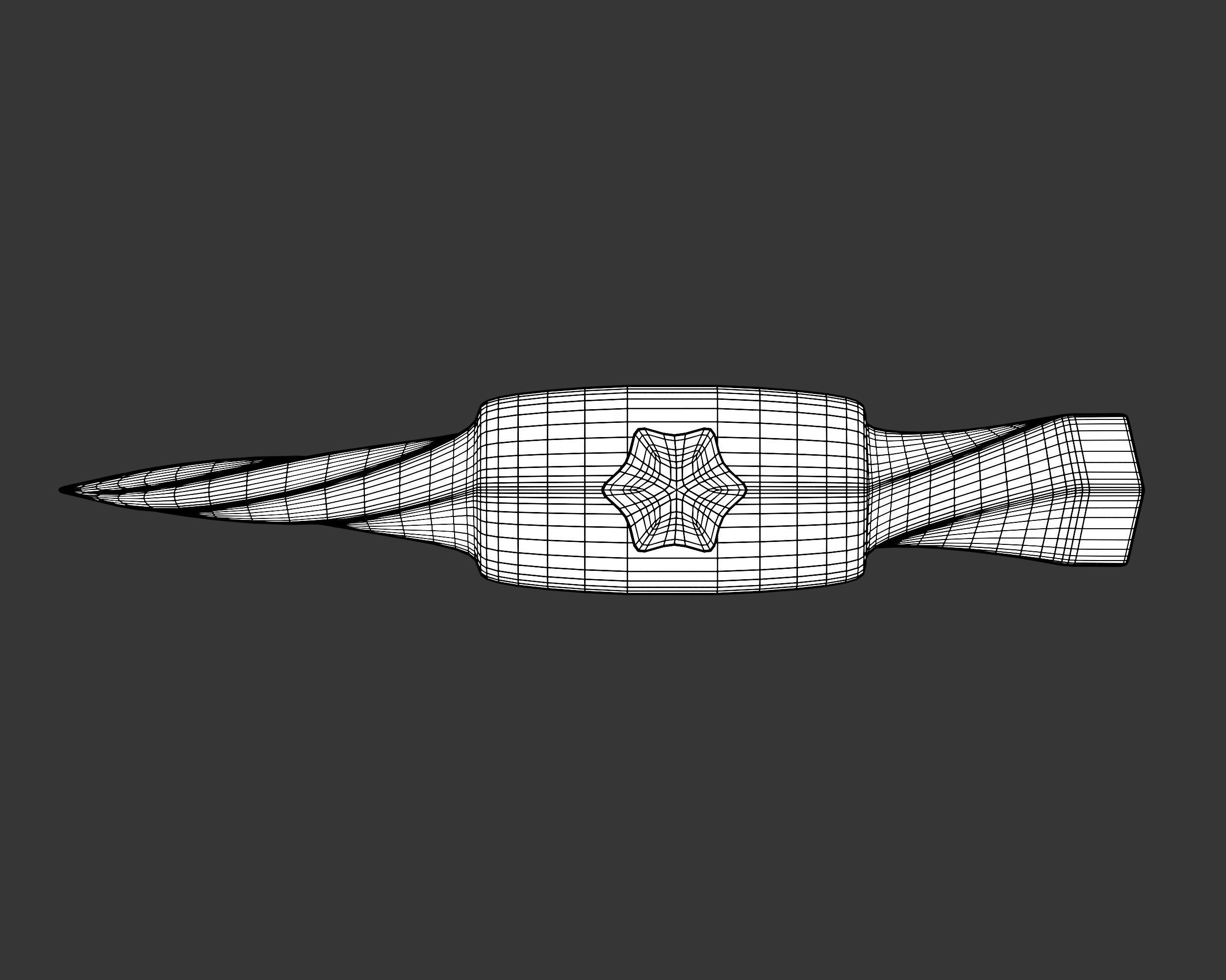 Medieval Noble Weapon Warhammer Low-poly 3D model_11