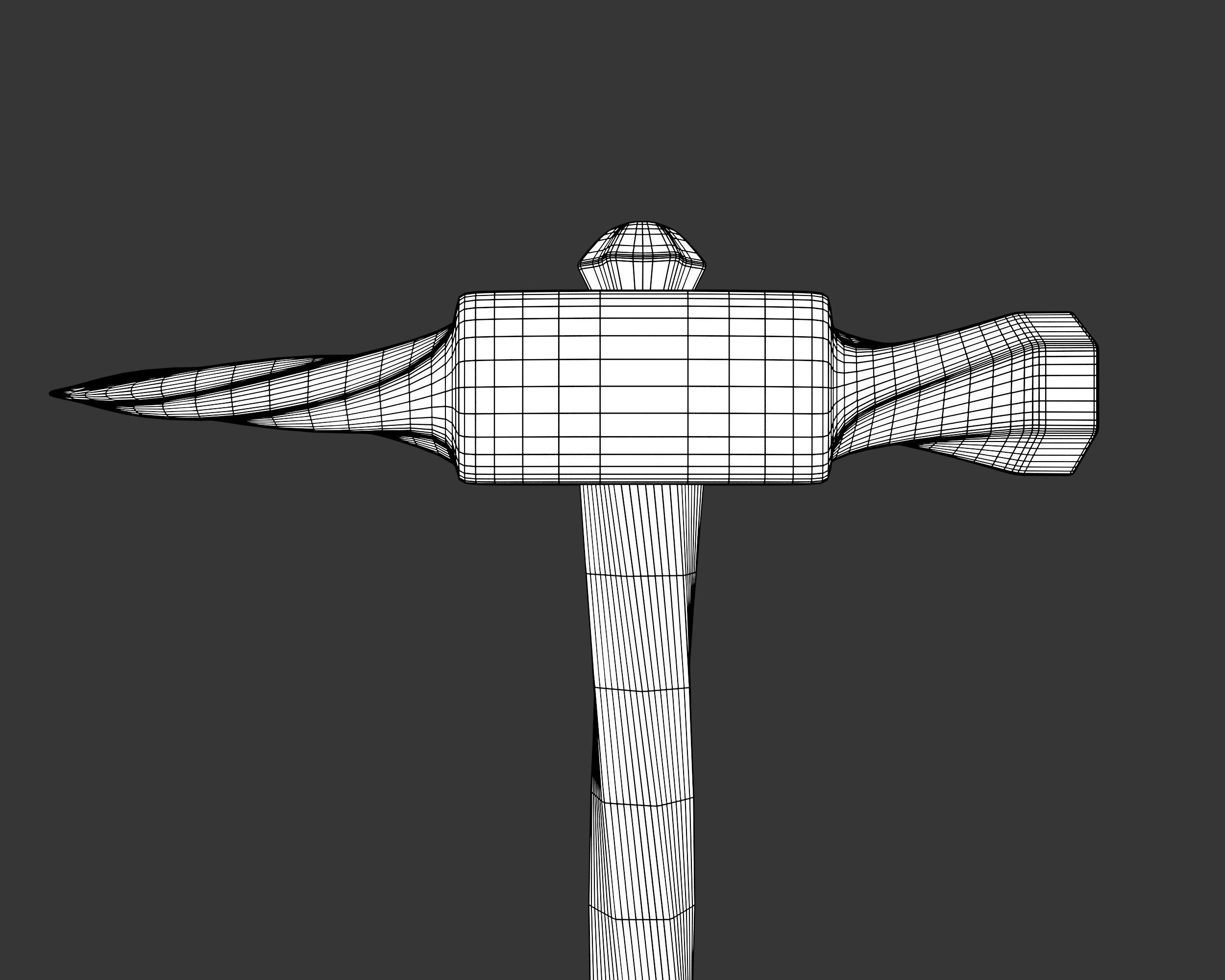 Medieval Noble Weapon Warhammer Low-poly 3D model_8