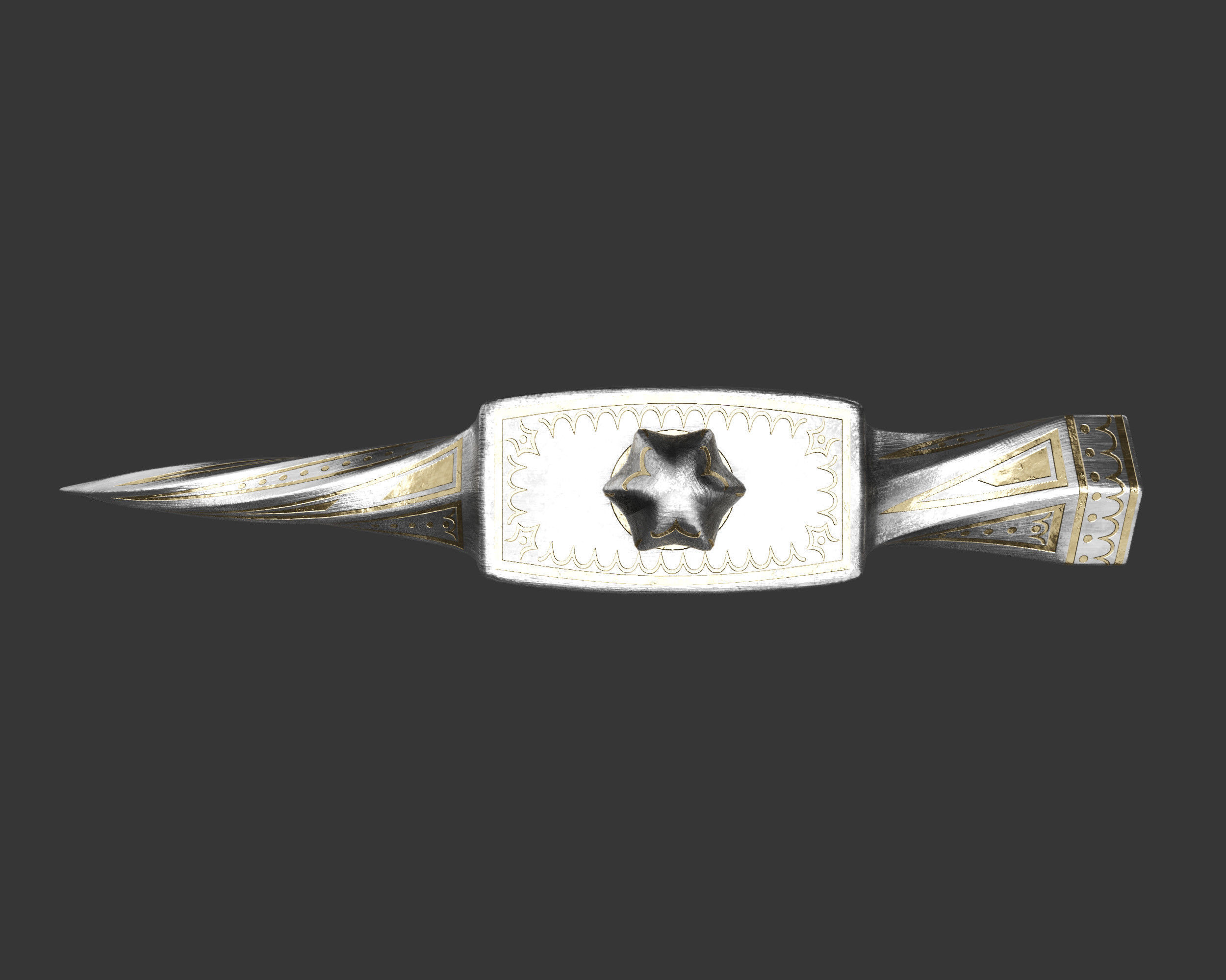 Medieval Noble Weapon Warhammer Low-poly 3D model_9