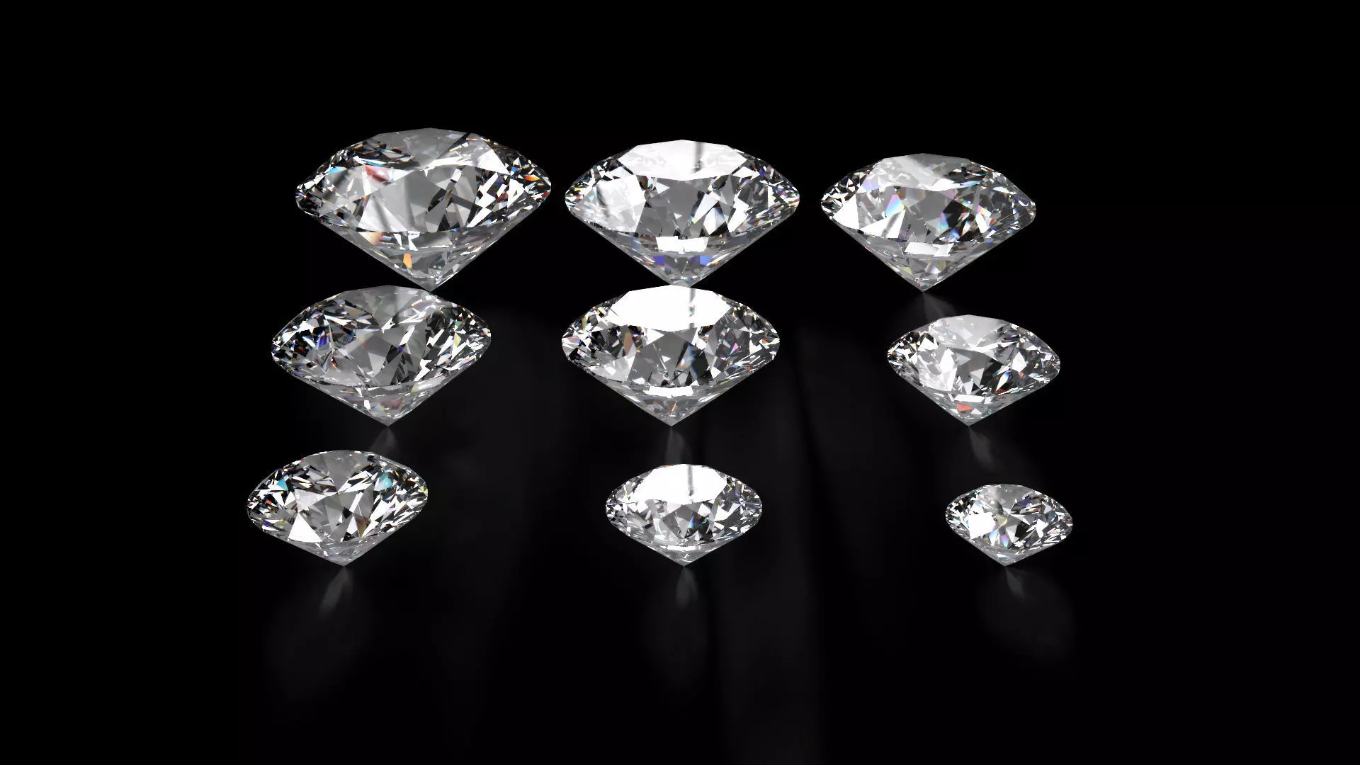 Diamond Round Ideal Cut Different Sizes 3D model_0