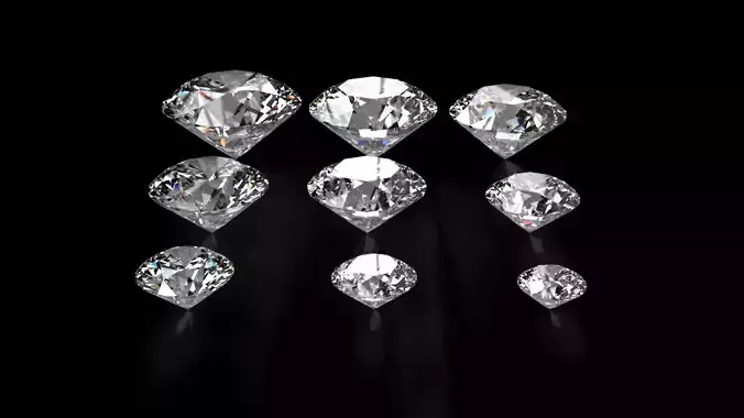 Diamond Round Ideal Cut Different Sizes 3D model