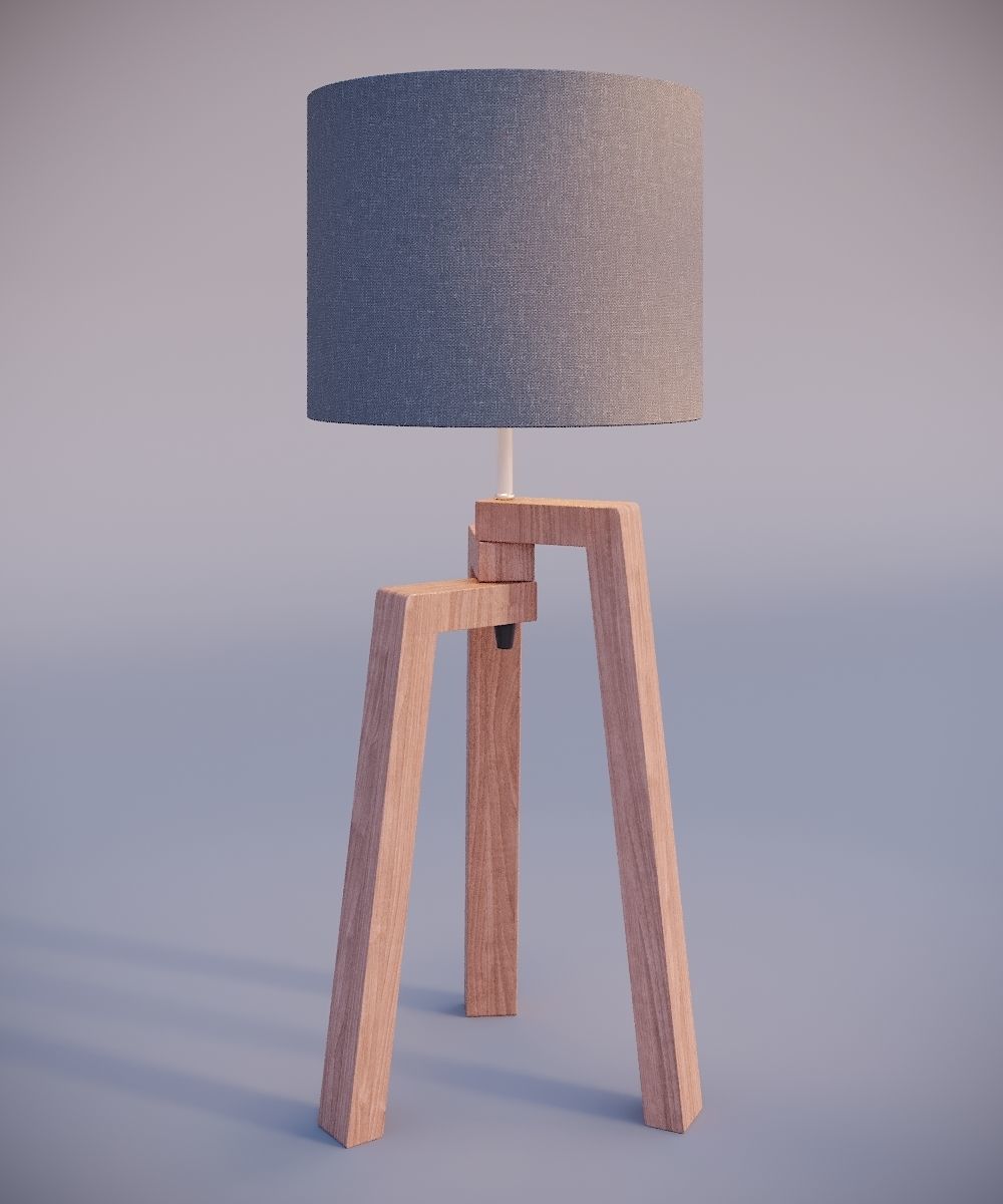 Tripod table lamp  Low-poly 3D model_7