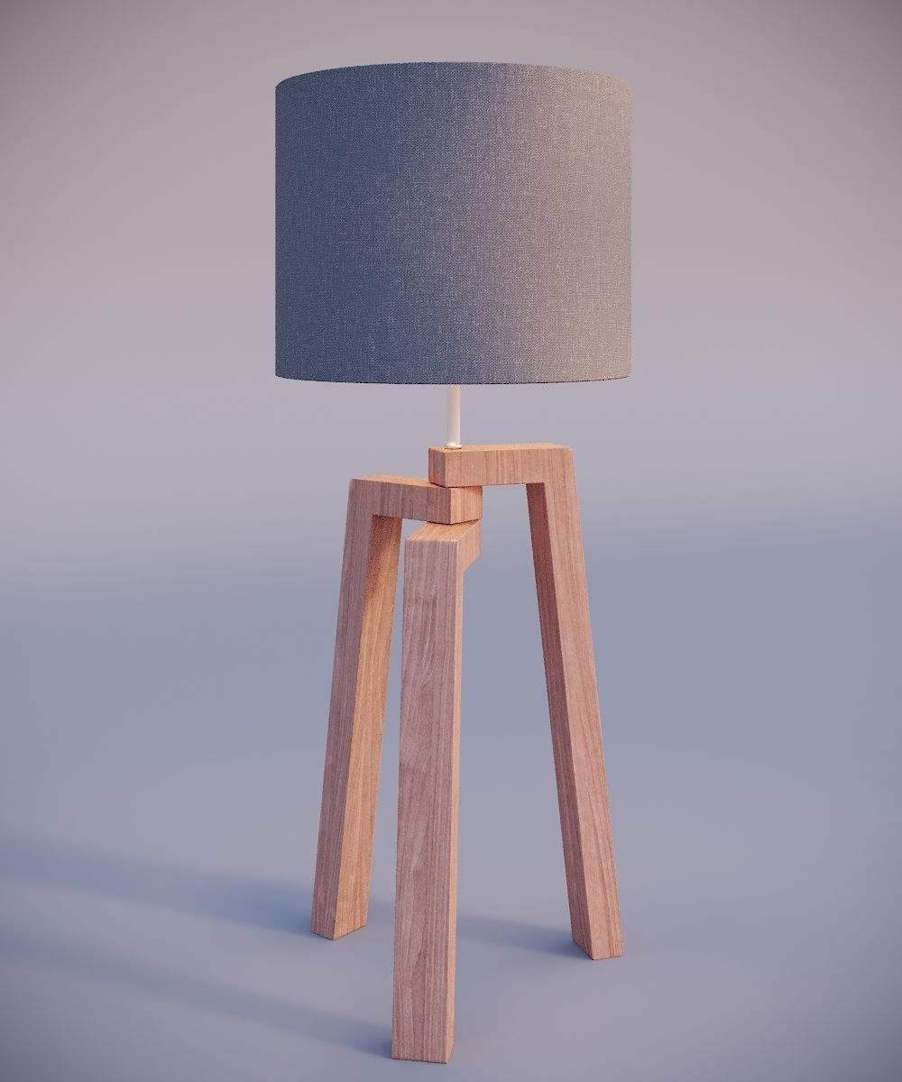 Tripod table lamp  Low-poly 3D model_8