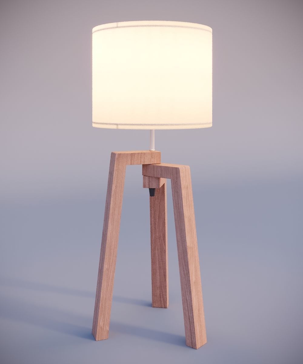 Tripod table lamp  Low-poly 3D model_1